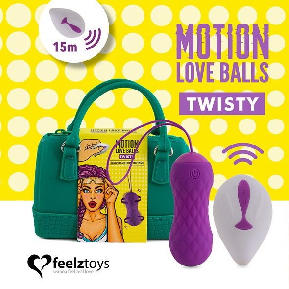 Вагінальні кульки з масажем і вібрацією FeelzToys Motion Love Balls Twisty з пультом ДК, 7 режимів - зображення 1