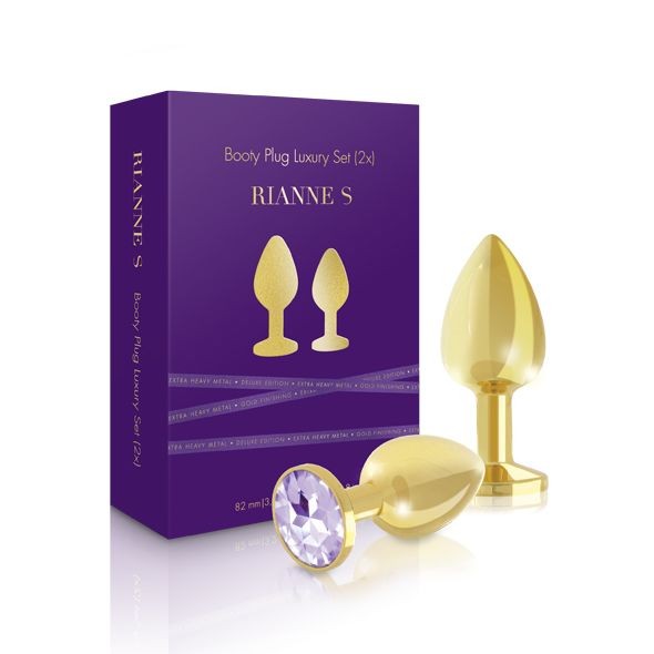 Набір металевих анальних пробок із кристалом RIANNE S – Booty Plug Luxury Set, діаметр 3 та 3,5 см - зображення 1