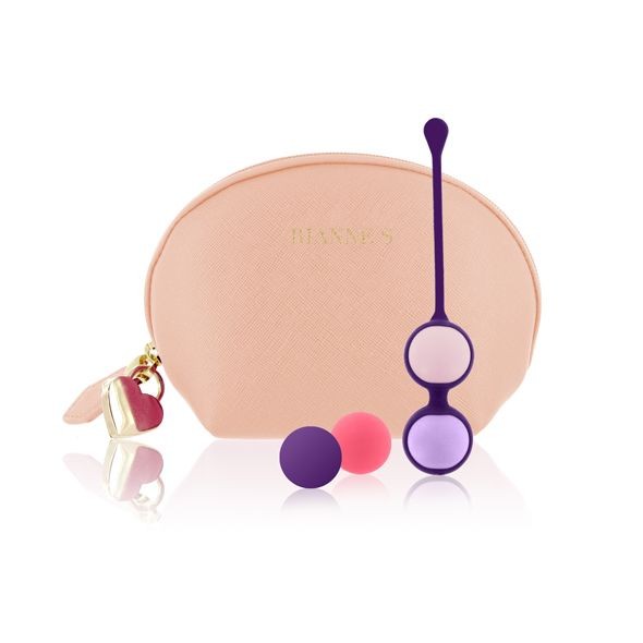 Набір вагінальних кульок Rianne S: Pussy Playballs Nude, маса 15, 25, 35, 55г, монолітні, косметичка - зображення 1