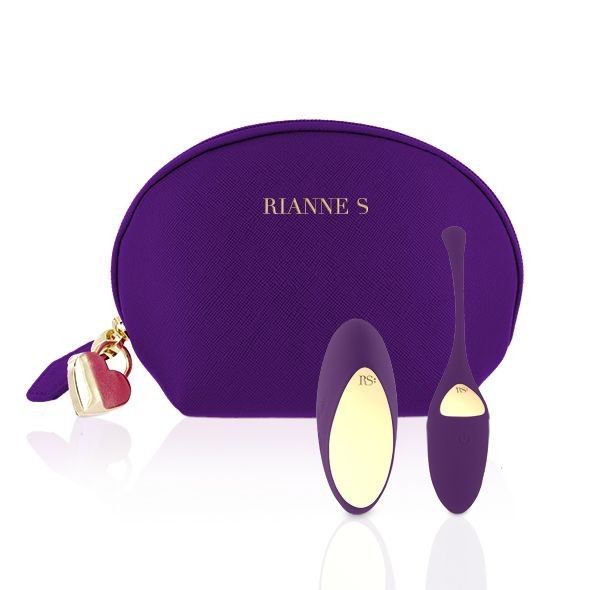 Віброяйце Rianne S: Pulsy Playball Deep Purple з вібрувальним пультом ДК,косметичка-чохол, 10режимів - зображення 1