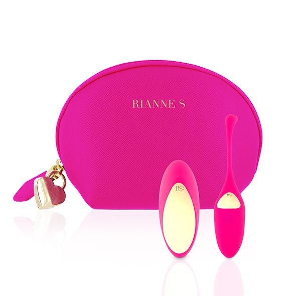 Віброяйце Rianne S: Pulsy Playball Deep Pink з вібрувальним пультом ДК, косметичка-чехол, 10 режимів - зображення 1