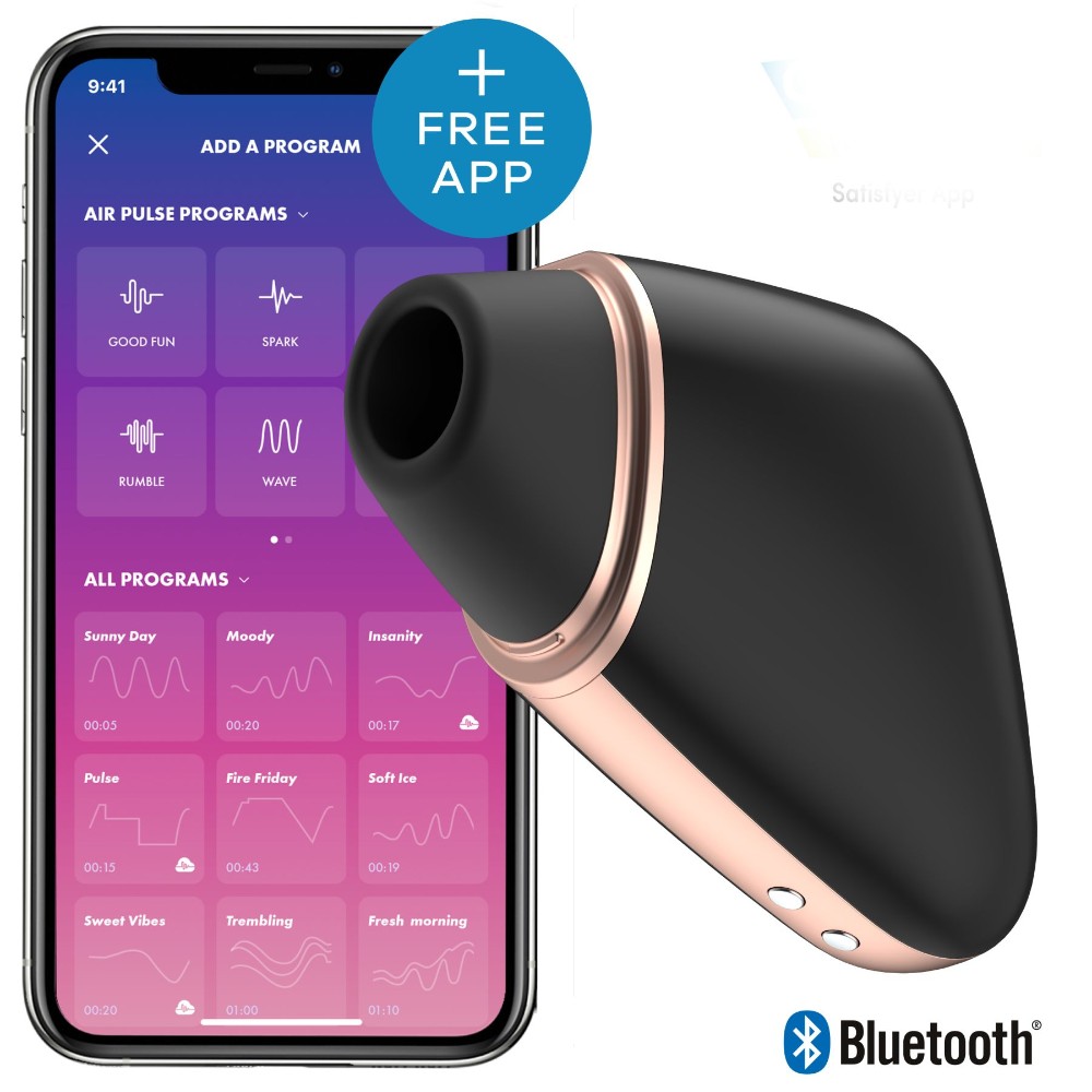 Вакуумний кліторальний стимулятор Satisfyer Love Triangle Black з керуванням через інтернет - зображення 1