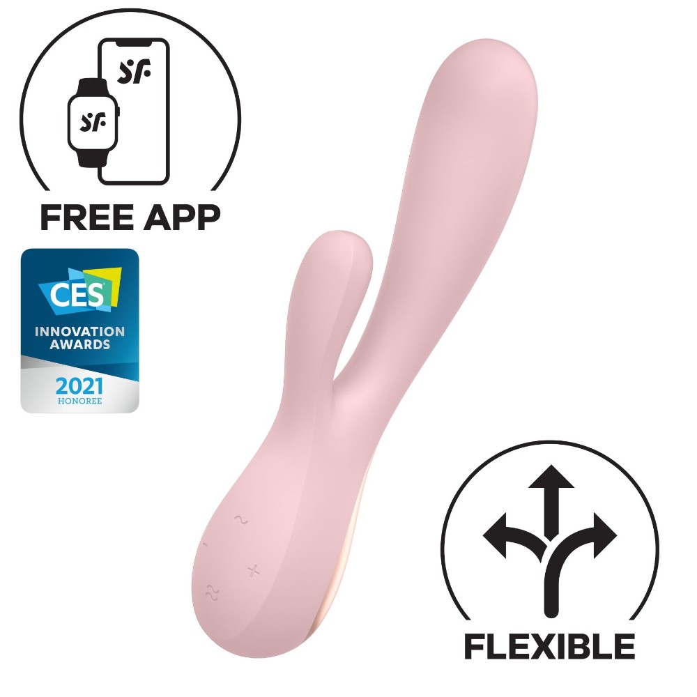 Смарт вібратор-кролик Satisfyer Mono Flex Mauve, 2 мотори, керування через інтернет - зображення 1