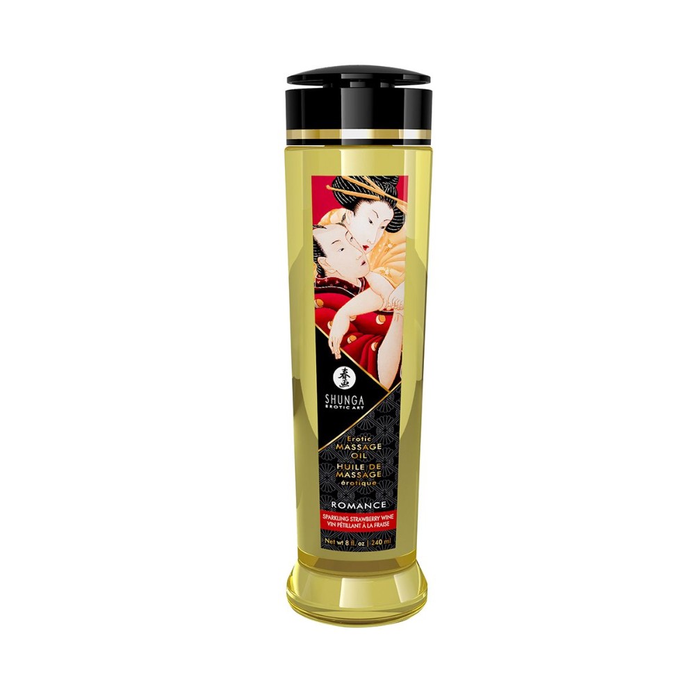 Масажна олія Shunga Romance – Sparkling Strawberry Wine (240 мл) натуральна зволожувальна - зображення 1