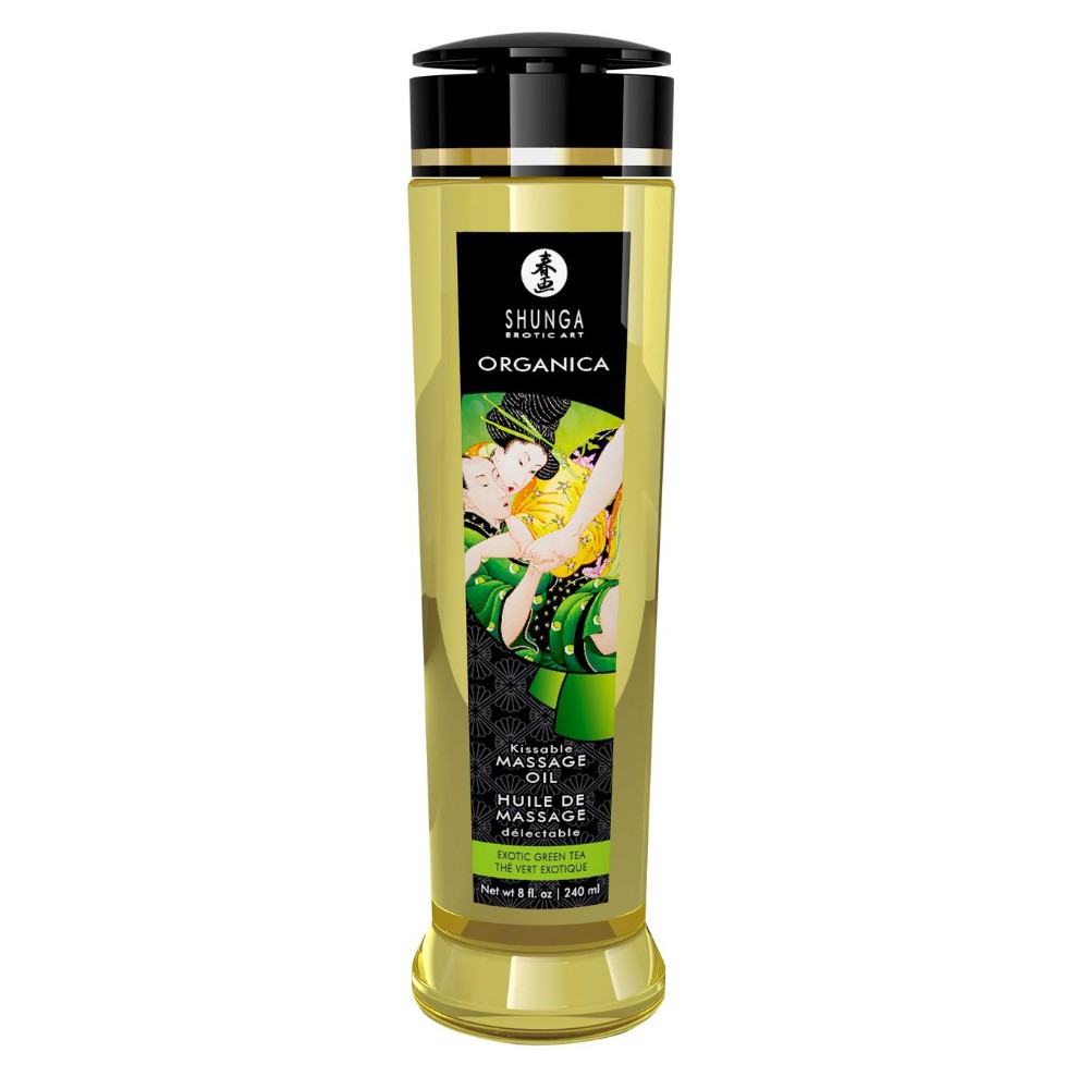 Органічна масажна олія Shunga ORGANICA – Exotic green tea (240 мл) з вітаміном Е - зображення 1