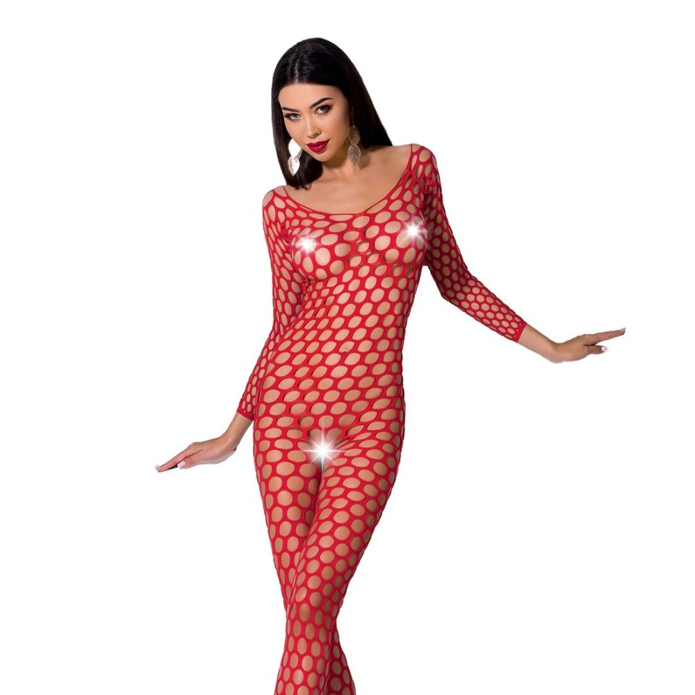 Бодістокінг з великою сіткою Passion BS077 red - зображення 1