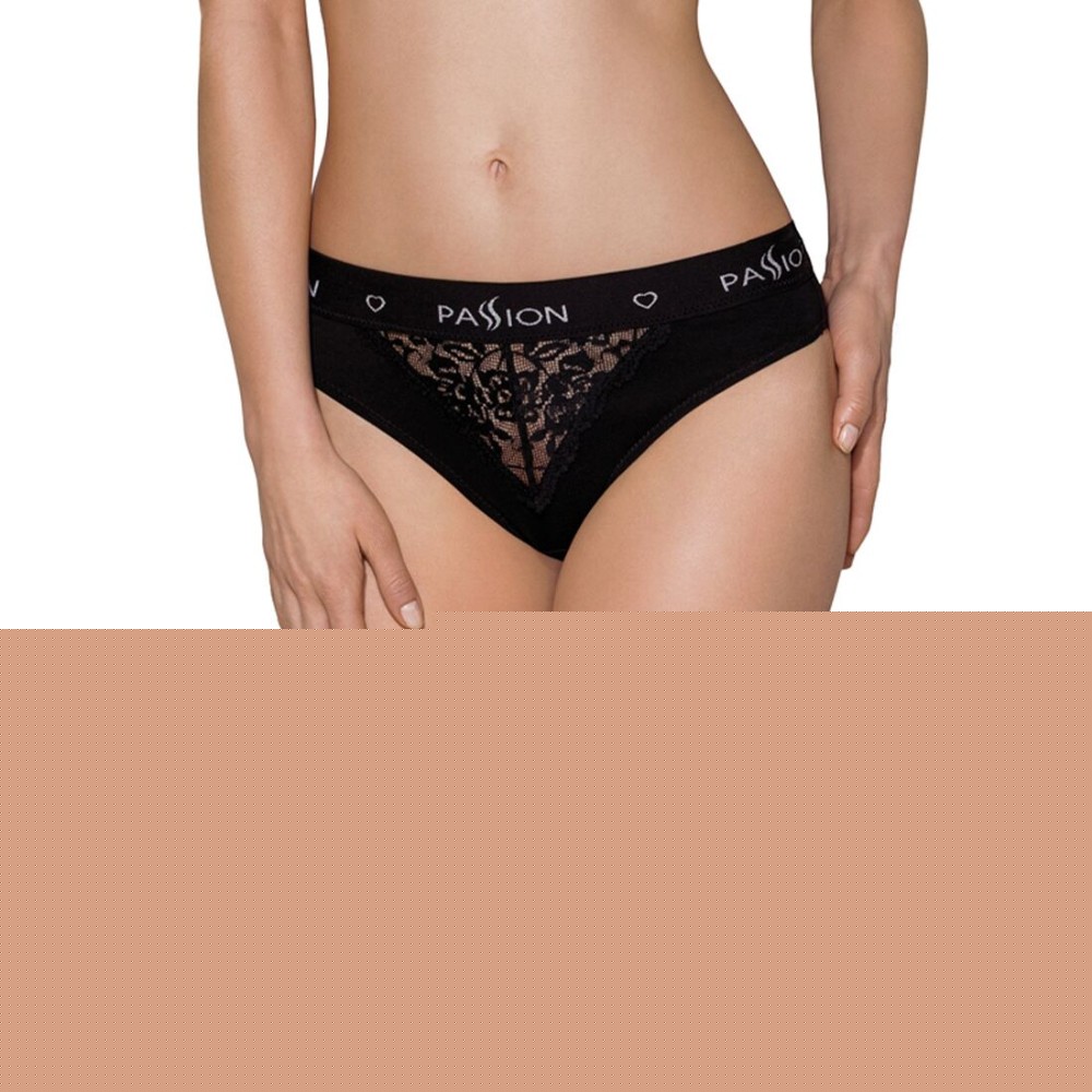 Трусики з широкою гумкою і мереживом Passion PS001 PANTIES M, black - зображення 1