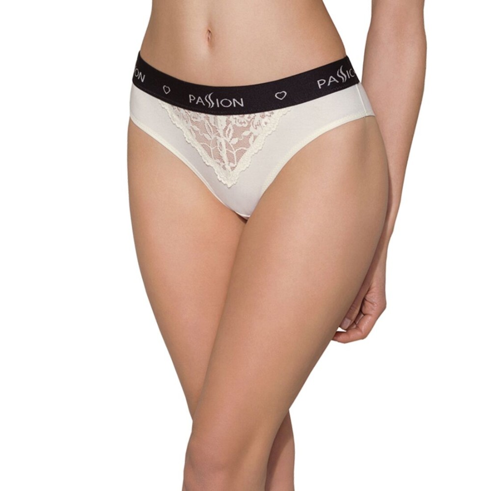 Трусики з широкою резинкою і мереживом Passion PS001 PANTIES XL, ecru - зображення 1