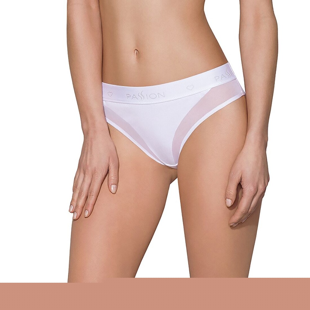Трусики з прозорою вставкою Passion PS002 PANTIES L, white - зображення 1