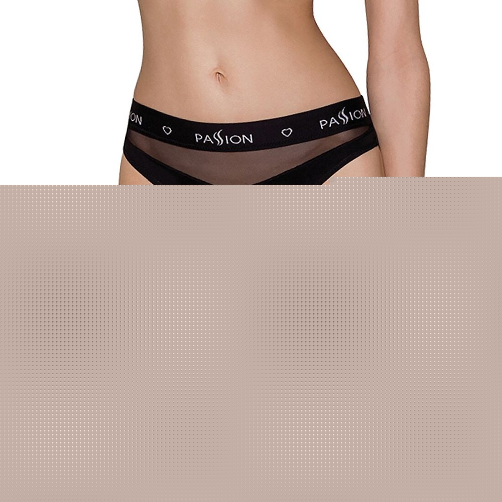 Трусики з прозорою вставкою Passion PS006 PANTIES L, black - зображення 1