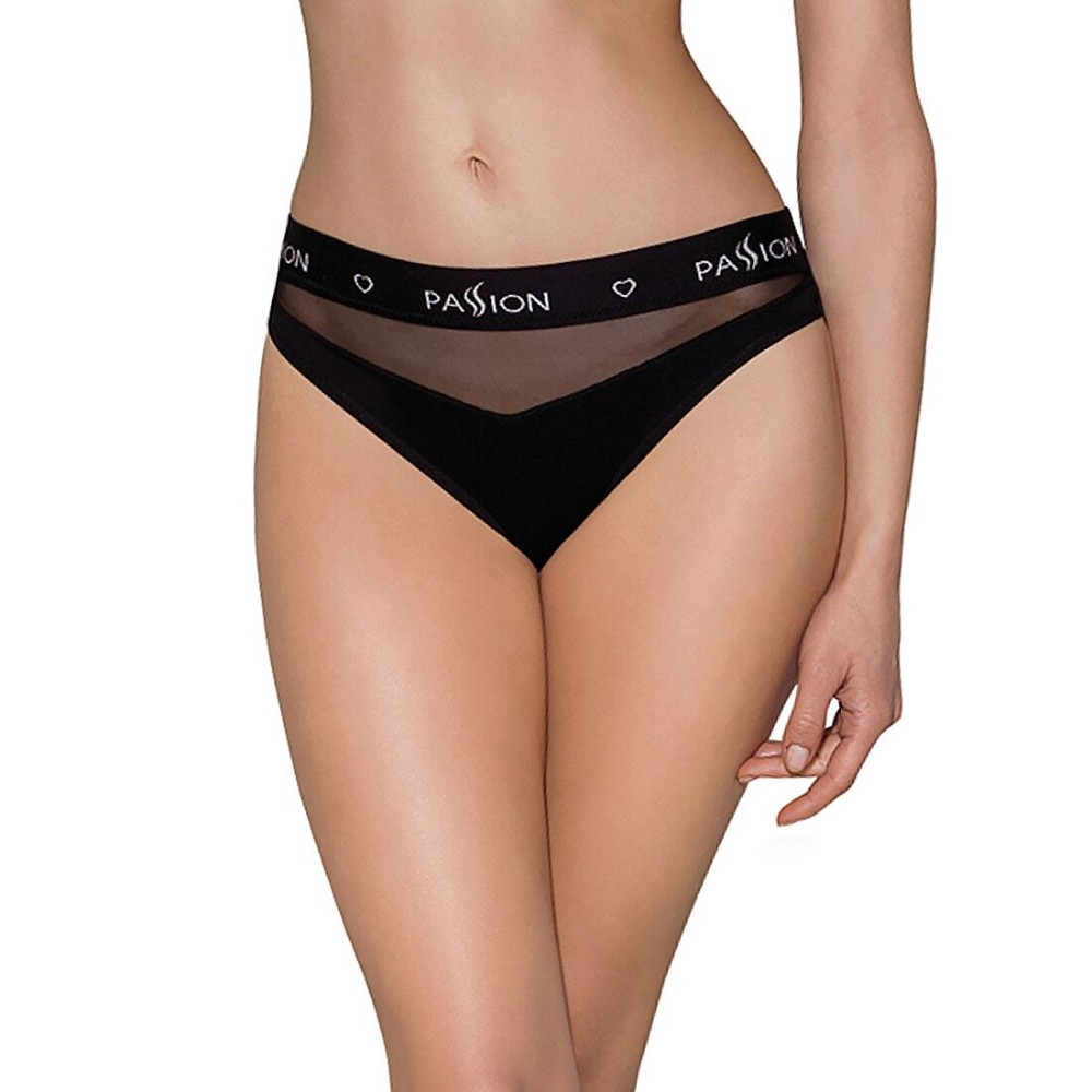 Трусики з прозорою вставкою Passion PS006 PANTIES XL, black - зображення 1