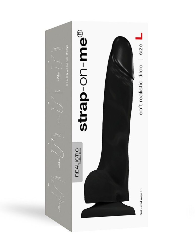 Реалістичний фалоімітатор Strap-On-Me SOFT REALISTIC DILDO Black - Size L - зображення 1
