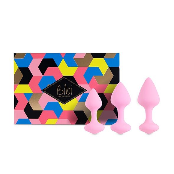 Набір силіконових анальних пробок FeelzToys - Bibi Butt Plug Set 3 pcs Pink - зображення 1