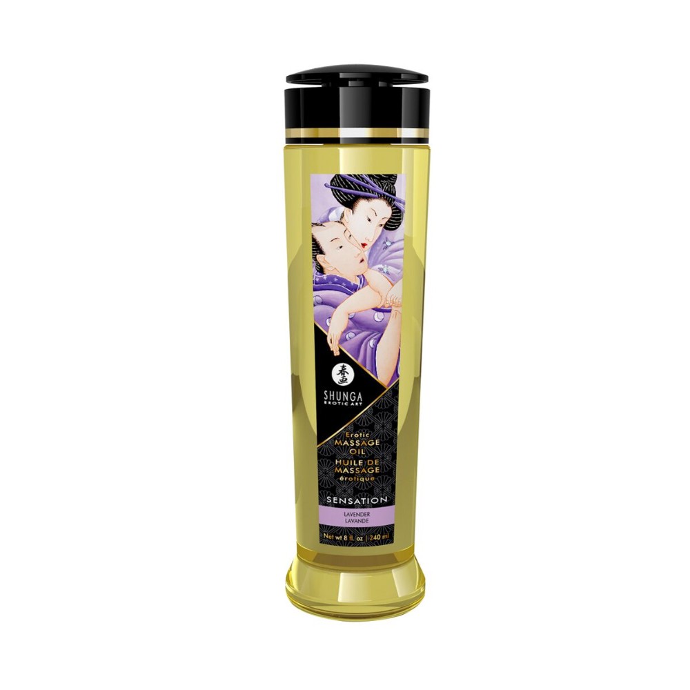 Масажна олія Shunga Sensation – Lavender (240 мл) натуральна зволожувальна - зображення 1