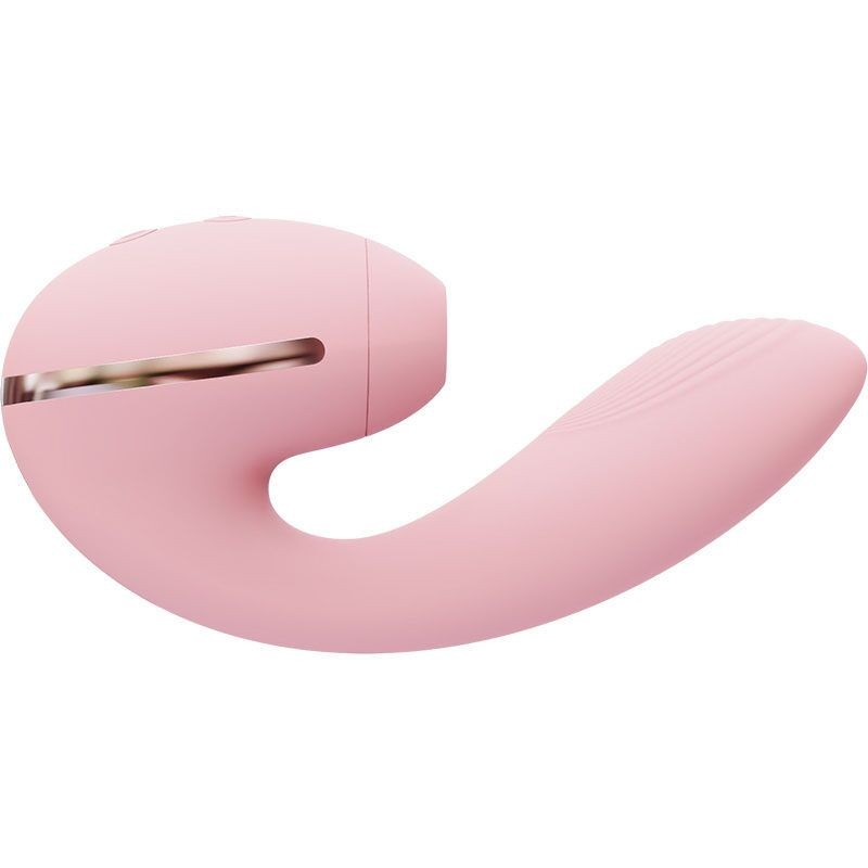 Вакуумний вібратор KISSTOY Tina Mini Pink, вагінально-кліторальний - зображення 1