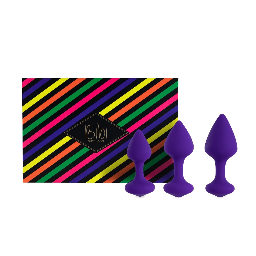 Набір силіконових анальних пробок FeelzToys - Bibi Butt Plug Set 3 pcs Purple - зображення 1