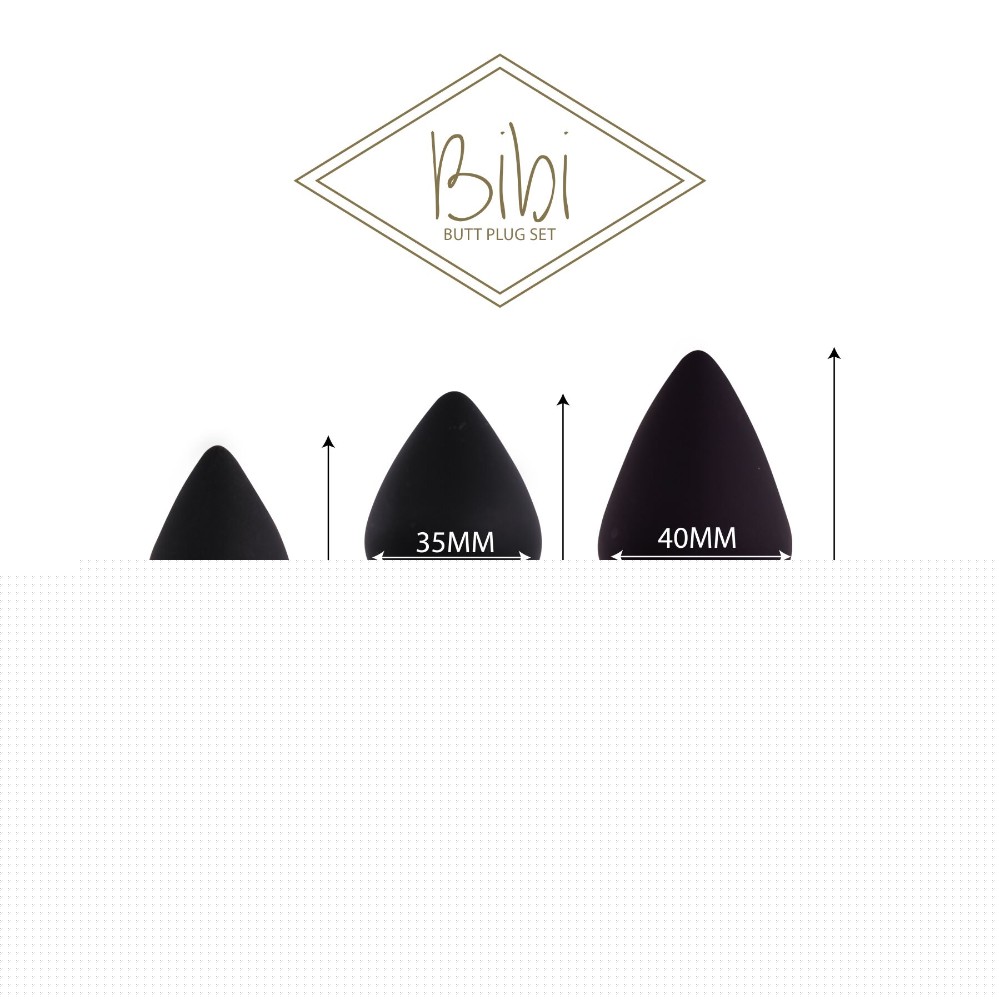 Набір силіконових анальних пробок FeelzToys - Bibi Butt Plug Set 3 pcs Black - зображення 1