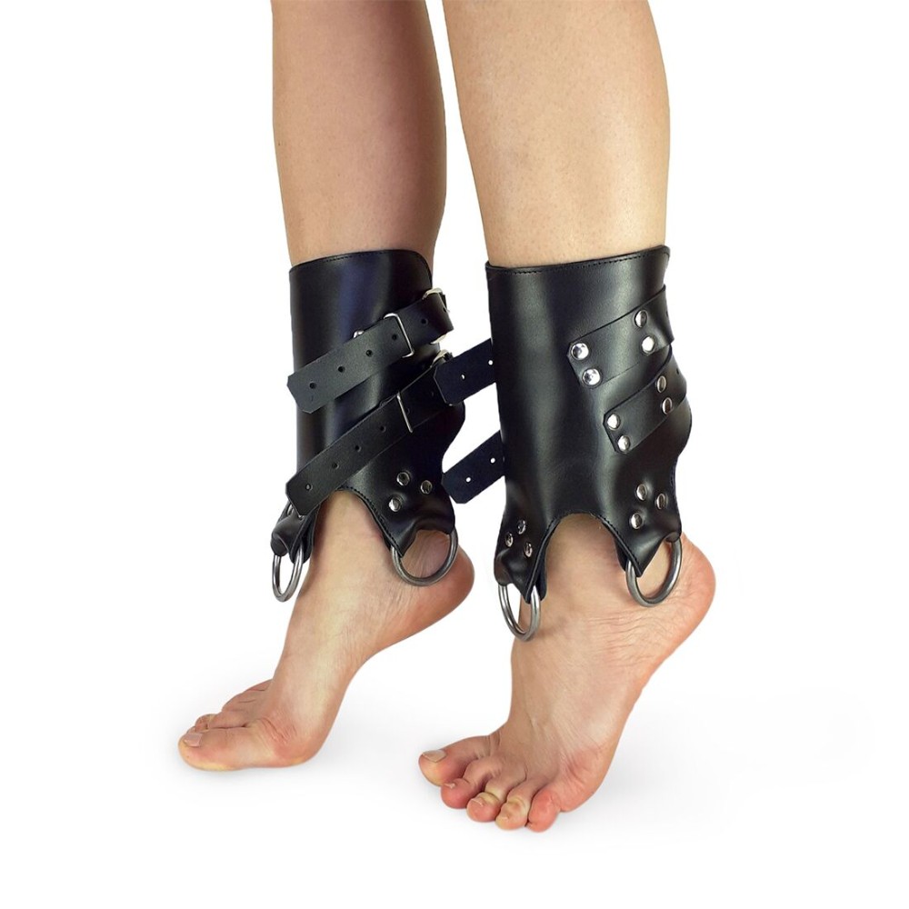 Поножі-манжети для підвісу за ноги Art of Sex – Leg Cuffs For Suspension, чорні, натуральна шкіра - зображення 1