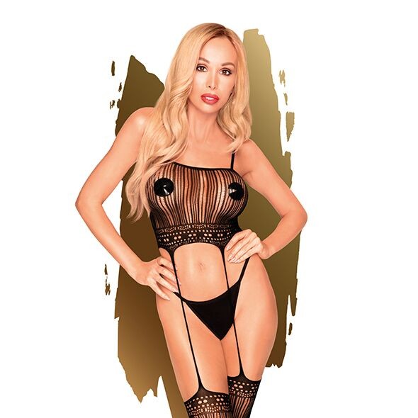 Бодістокінг з топом та панчохами на підв'язках Penthouse - Sex Dealer Black XL - зображення 1