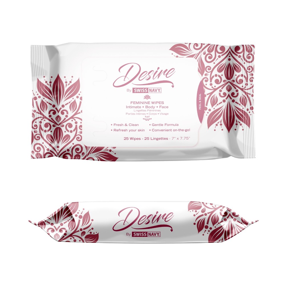 Жіночі очищувальні серветки для тіла та обличчя Desire by Swiss Navy Feminine Wipes 25 шт - зображення 1