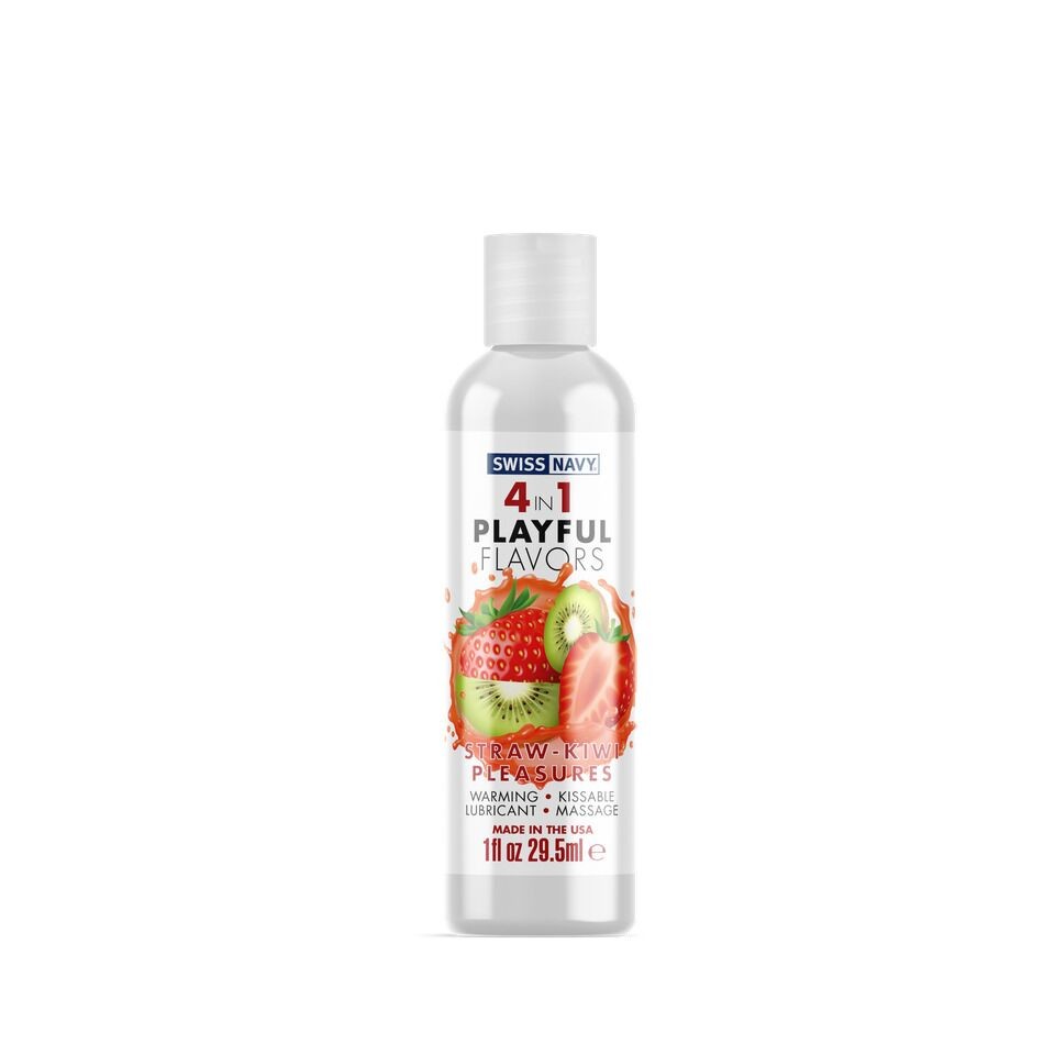 Лубрикант на водній основі Swiss Navy 4 in 1 Straw-Kiwi Pleasures 29,5мл - зображення 1