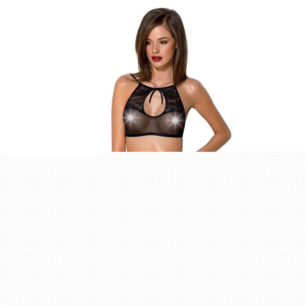 Комплект: бра, трусики з ажурним декором та відкритим кроком Passion URSULA SET XXL/XXXL, black - зображення 1
