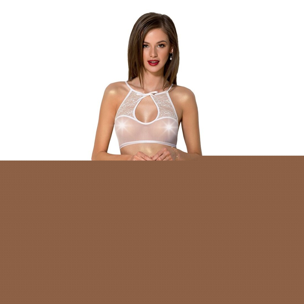 Комплект із бра, трусиків з ажурним декором та відкритим кроком Passion URSULA SET XXL/XXXL, white - зображення 1