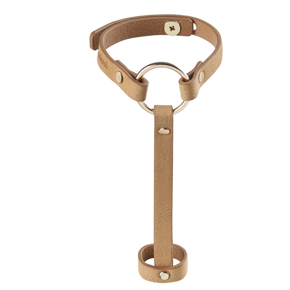 Пара браслетів на зап'ясті і палець Bijoux Indiscrets MAZE Hand Bracelet Harness Brown, екошкіра - зображення 1