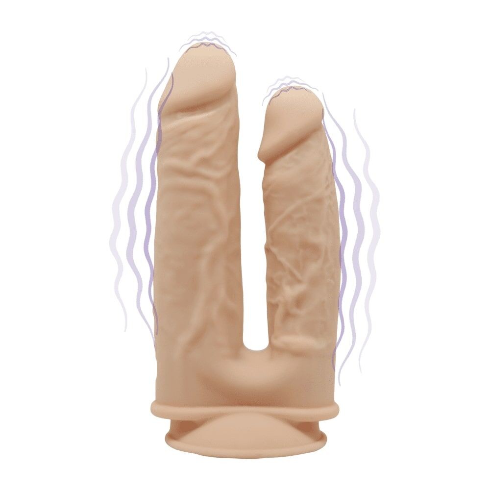 Фалоімітатор подвійний з вібрацією SilexD Double Gusto Flesh Motor (Model 1 size 8" & 7"), двошарови - зображення 1