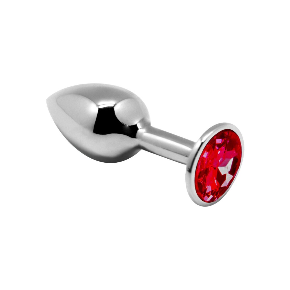 Металева анальна пробка з кристалом Alive Mini Metal Butt Plug Red M - зображення 1