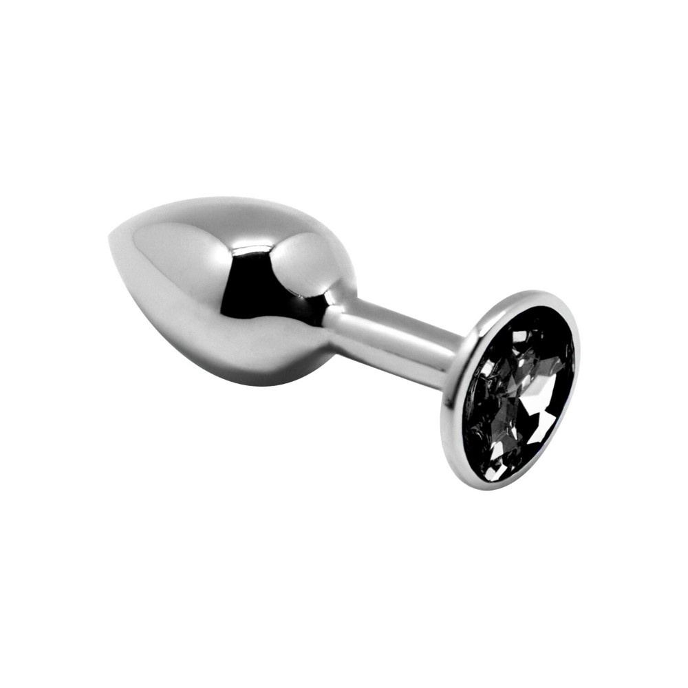Металева анальна пробка з кристалом Alive Mini Metal Butt Plug Black M - зображення 1
