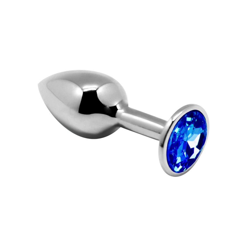 Металева анальна пробка з кристалом Alive Mini Metal Butt Plug Blue M - зображення 1