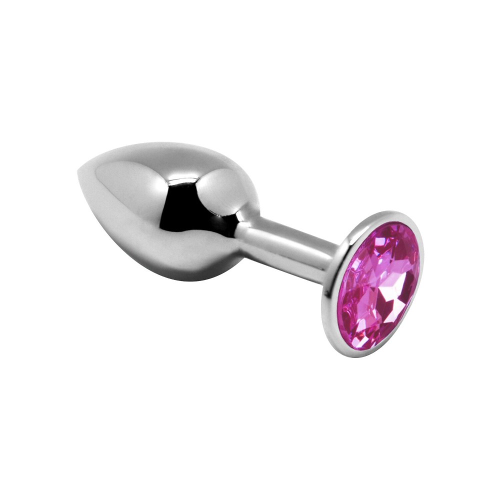 Металева анальна пробка з кристалом Alive Mini Metal Butt Plug Pink M - зображення 1