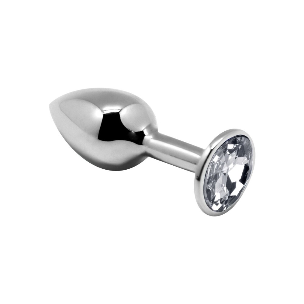 Металева анальна пробка з кристалом Alive Mini Metal Butt Plug White M - зображення 1