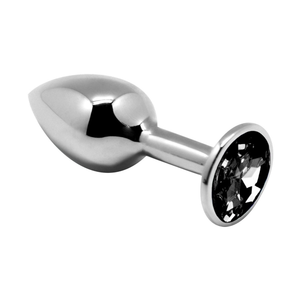 Металева анальна пробка з кристалом Alive Mini Metal Butt Plug Black L - зображення 1