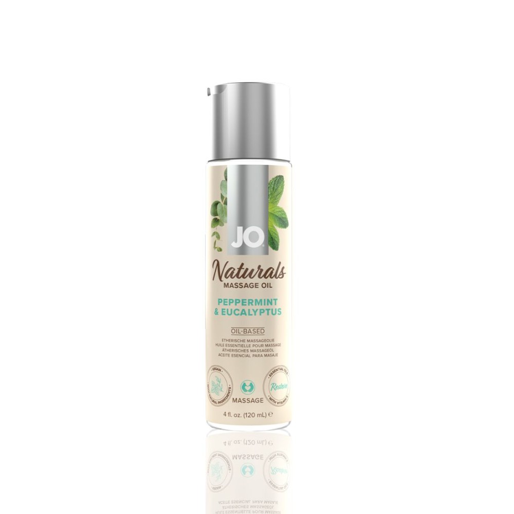 Масажна олія JO Naturals Massage Oil Peppermint & Eucalyptus з ефірними оліями (120 мл) - зображення 1