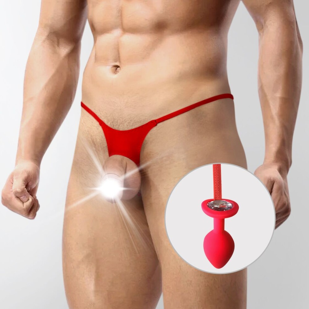 Чоловічі труси XS-2XL із силіконовою анальною пробкою Art of Sex - Joni plug panties size L Red - зображення 1
