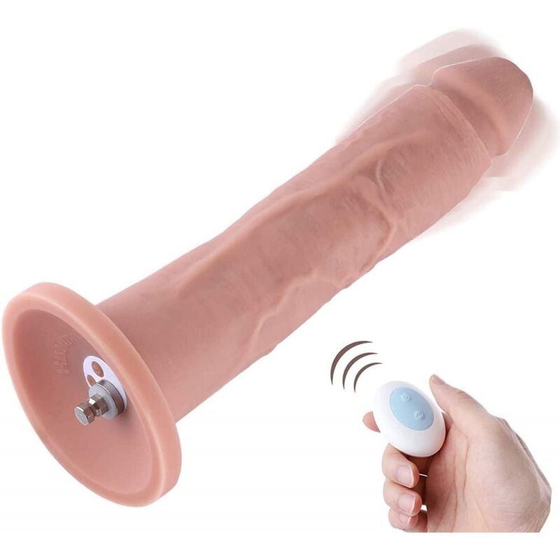 Фалоімітатор 10.2″ з вібрацією для секс-машин Hismith Silicone Dildo with Vibe, KlicLok, пульт ДК - зображення 1