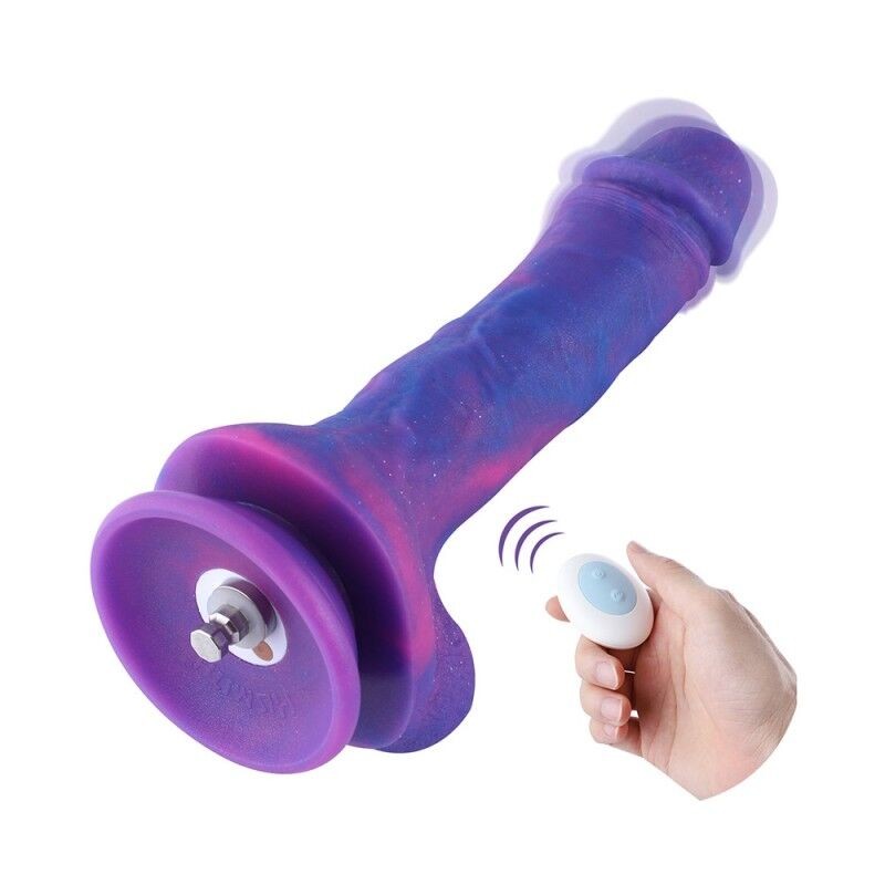 Фалоімітатор 8.2″ з вібрацією для секс-машин Hismith Purple Silicone Dildo with Vibe, KlicLok - зображення 1