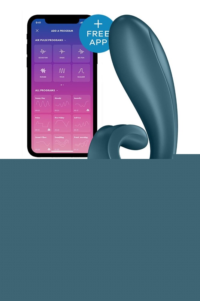 Смарт вібратор-кролик Satisfyer Hug Me Bluegrey, 2 мотори, діаметр 4,2см, широка кліторальна частина - зображення 1