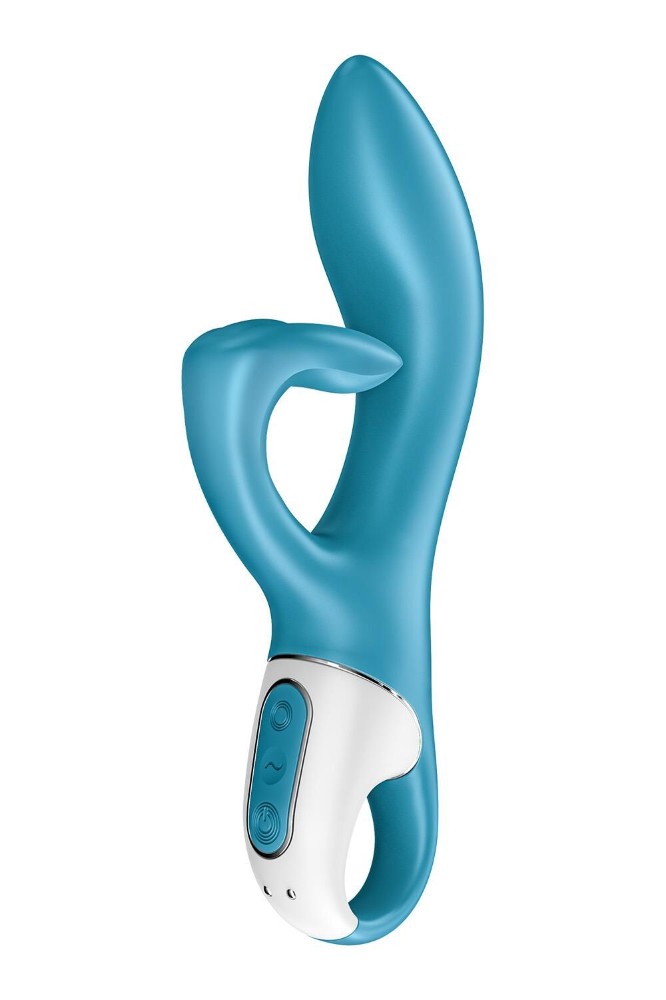 Вібратор-кролик із потрійним відростком Satisfyer Embrace me Turquoise, 2 мотори, діаметр 3,6 см - зображення 1