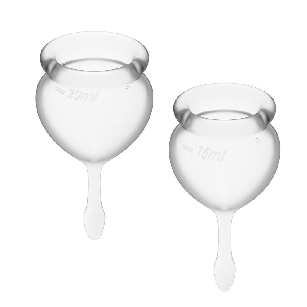 Набір менструальних чаш Satisfyer Feel Good (Transparent), 15мл і 20мл, мішечок для зберігання - зображення 1