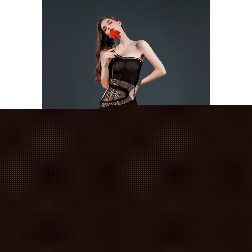 Мінісукня на одне плече Moonlight Model 12 XS-L Black, вертикальна бахрома - зображення 1