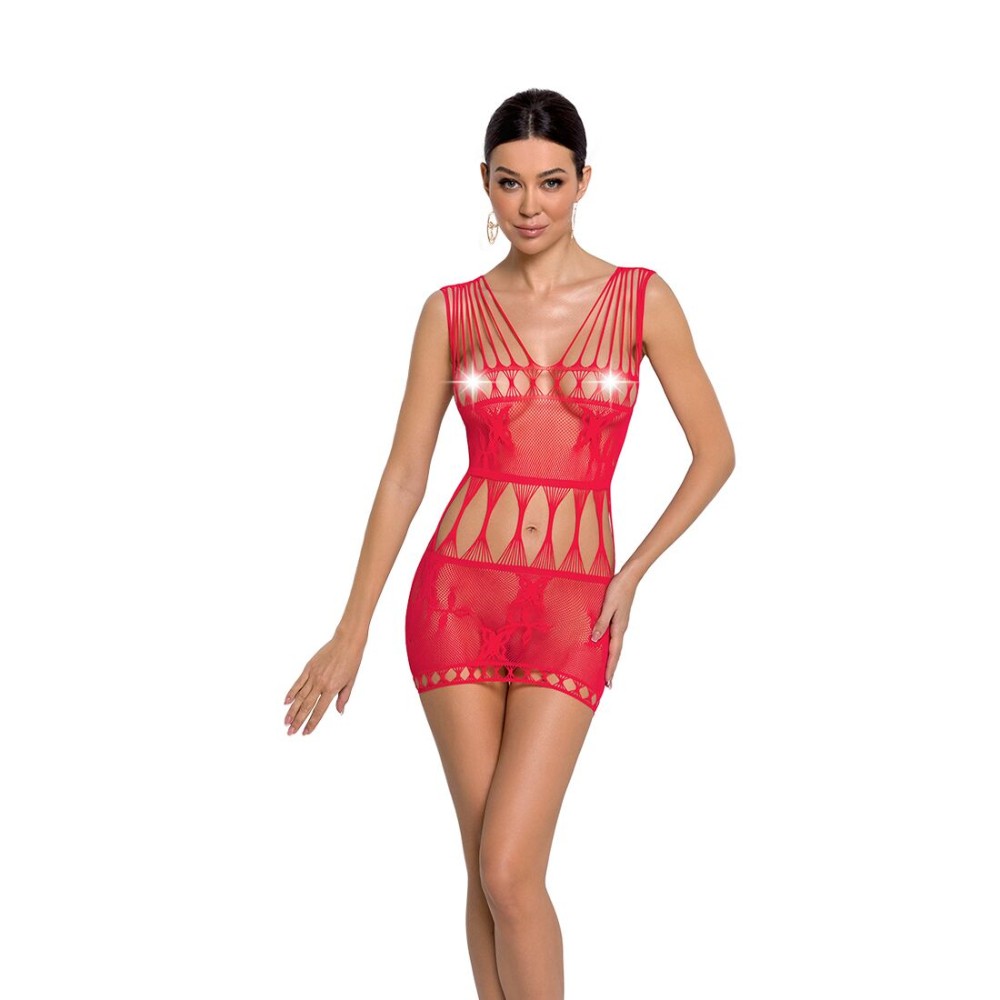 Бодістокінг мінісукня з метеликами Passion BS090 One Size red - зображення 1