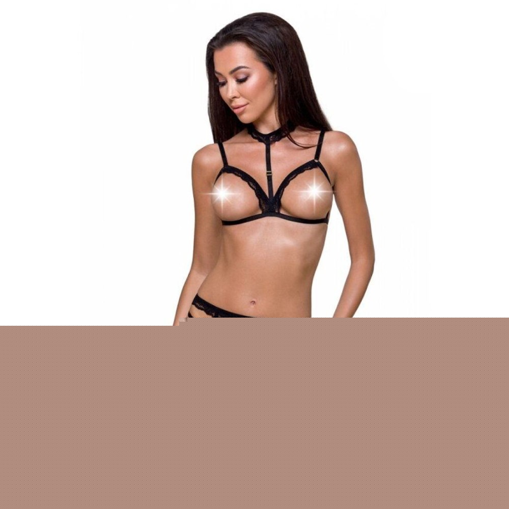 Трусики стрепи Passion Exclusive SHELLY THONG XXL/XXXL, black - зображення 1