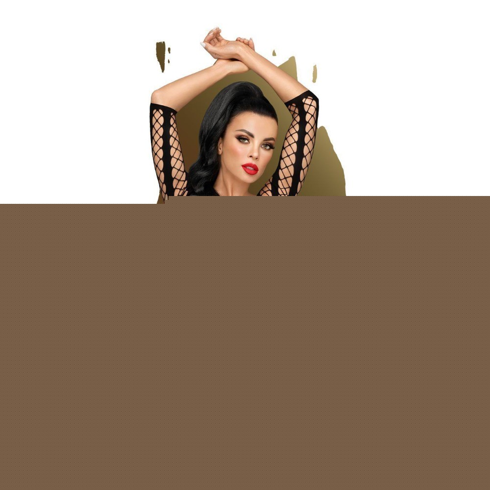 Мінісукня Penthouse Bedtime Surprise S/L Black, велика сітка, рукави, вертикальні вставки - зображення 1