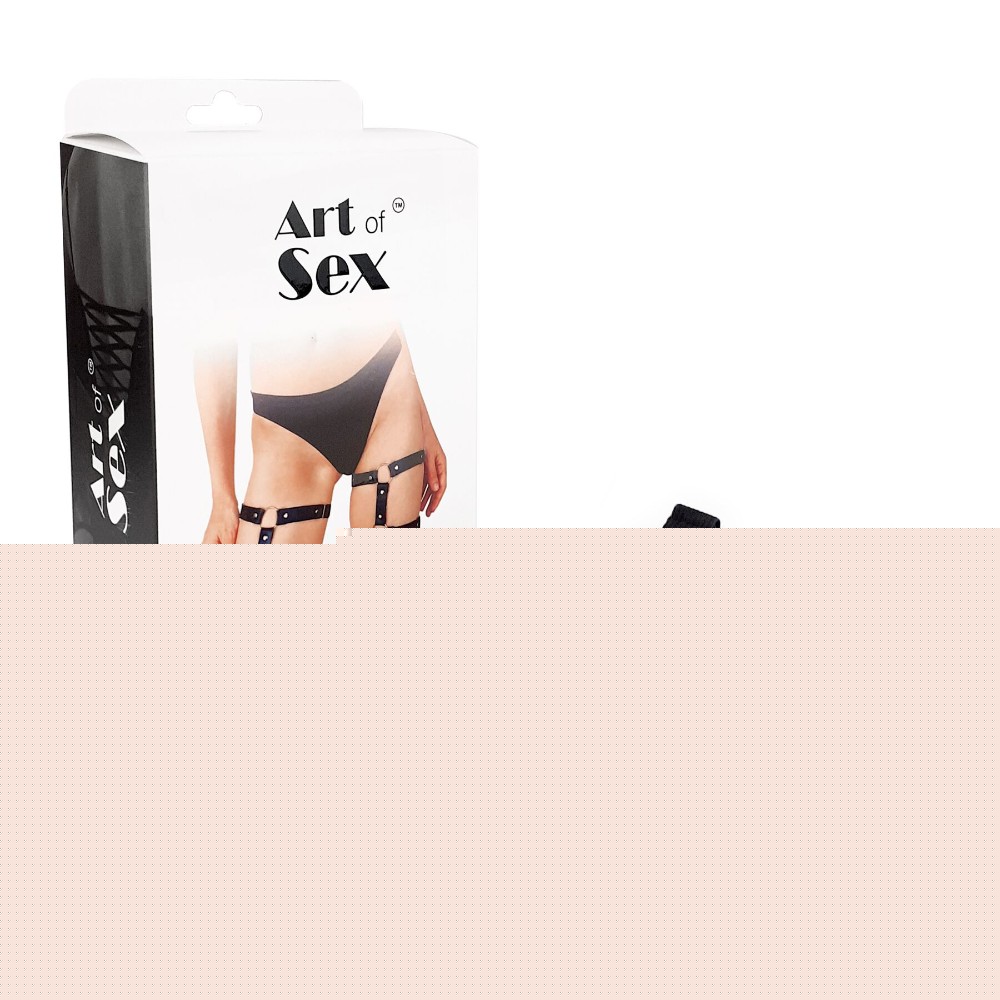 Гартери на ногу із натуральної шкіри Art of Sex - Kristina Leg Garters (2 шт), цвет Чорний - зображення 1