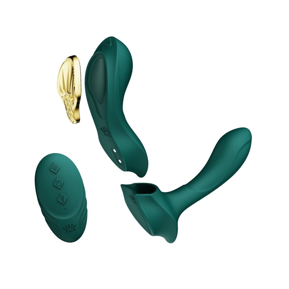 Смарт-вібратор у трусики Zalo - AYA Turquoise Green, насадка та пульт ДК - зображення 1