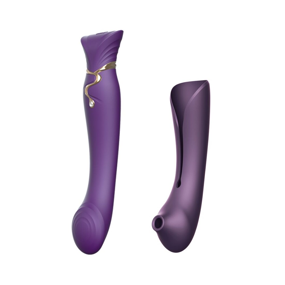 Смартвібратор 3в1 Zalo — Queen Set Twilight Purple, пульсівна перлина та вакуум, кристал Swarovski - зображення 1