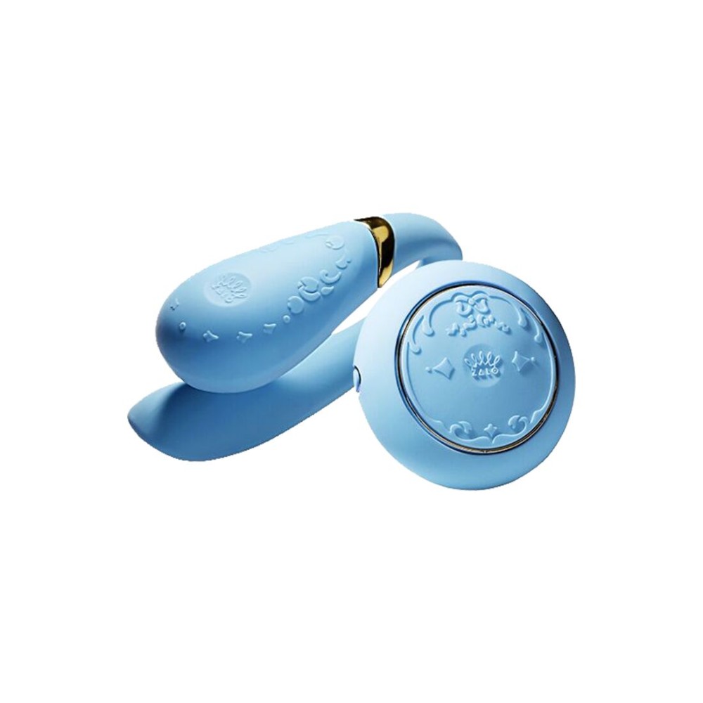 Смартвібратор для пар Zalo Fanfan set Royal Blue, пульт ДК - зображення 1